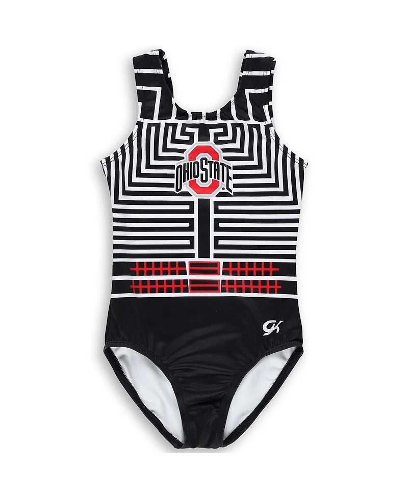 Gk Elite Big Girls Black Ohio State Buckeyes Replica Leotard
