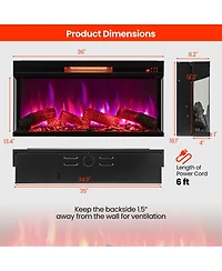 3-Sided 1500W Electric Fireplace with 7-Color Flame for Stylish and Customizable Heating