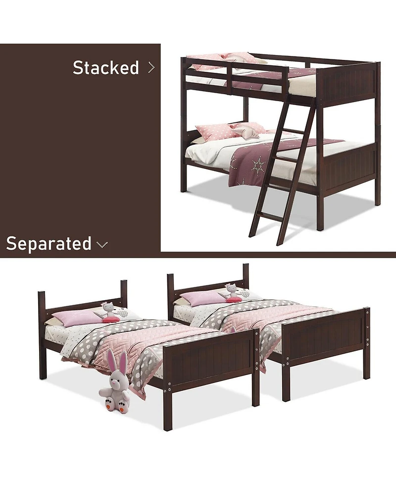 Wooden Bunk Beds Convertible into 2 Individual Beds for Flexible Kids' Room Setup