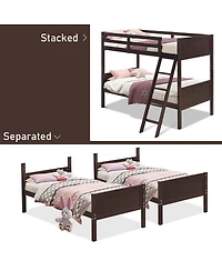 Wooden Bunk Beds Convertible into 2 Individual Beds for Flexible Kids' Room Setup
