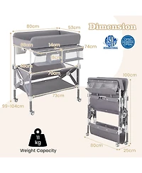 Portable Baby Changing Table with Wheels and Large Storage Rack Convenient and Mobile for Nursery Organization