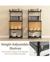 4-Tier Kitchen Microwave Storage Rack with Metal Shelves