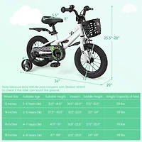 Kids Bike Children Bicycle with Training Wheels for 3-4 Years Old