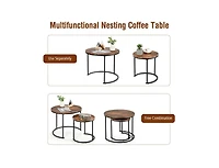 Modern Round Stacking Nesting Coffee Tables for Living Room (Set of 2)