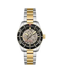 Spinnaker Men's Croft 42 Skeleton Automatic Two Tone Solid Stainless Steel Bracelet Watch, 42mm