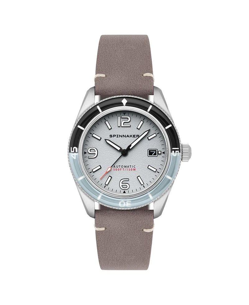 Spinnaker Men's Fleuss Automatic Gray Leather Strap Watch, 43mm