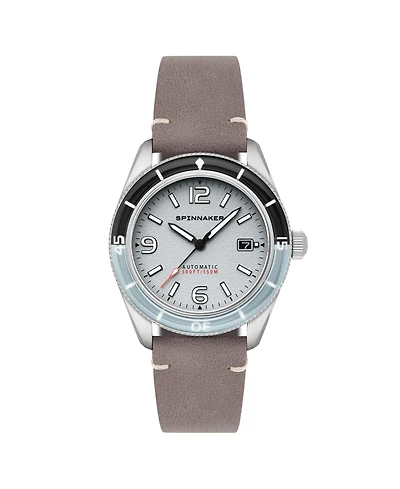 Spinnaker Men's Fleuss Automatic Gray Leather Strap Watch, 43mm