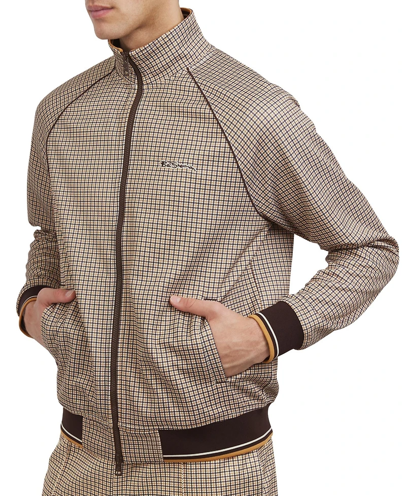 Ben Sherman Men's Regular-Fit Houndstooth Check Full-Zip Track Jacket