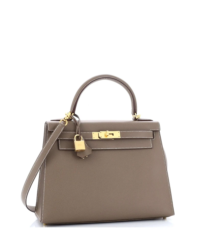 Pre-Owned Hermes Kelly 28 Handbag Grey Epsom with Gold Hardware