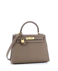 Pre-Owned Hermes Kelly 28 Handbag Grey Epsom with Gold Hardware