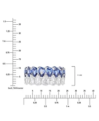 Cubic Zirconia Blue & White Pear Eternity Band Sterling Silver