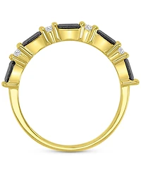 Black Spinel (5/8 ct. t.w.) & White Zircon (1/5 ct. t.w.) Stack Band in 14k Gold-Plated Sterling Silver