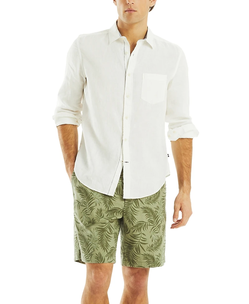 Nautica Men's Pleated Leaf Print 8-1/2" Shorts