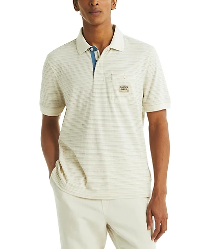 Nautica Men's Short Sleeve Textured Striped Polo Shirt