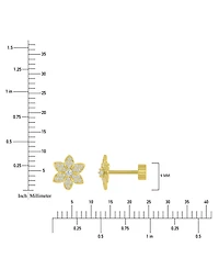 Cubic Zirconia Pave Flower Stud Earrings in 14k Gold-Plated Sterling Silver