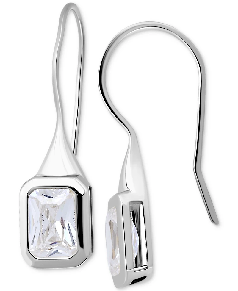 Giani Bernini Cubic Zirconia Square Bezel Fish Hook Drop Earrings, Exclusively at Macy's