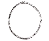 Sterling Silver White Gold Plated with Clear Cubic Zirconia Braided Tennis Necklace