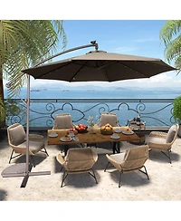 10 Ft Cantilever Patio Umbrella with Lights Offset Patio Umbrella Crank Large Outdoor Umbrella Pool Umbrella