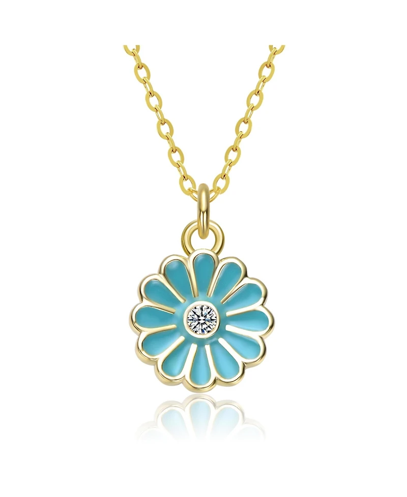 GiGiGirl 14k Gold Plated Colored Enamel Daisy Flower Drop Charm Pendant