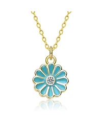 GiGiGirl 14k Gold Plated Colored Enamel Daisy Flower Drop Charm Pendant