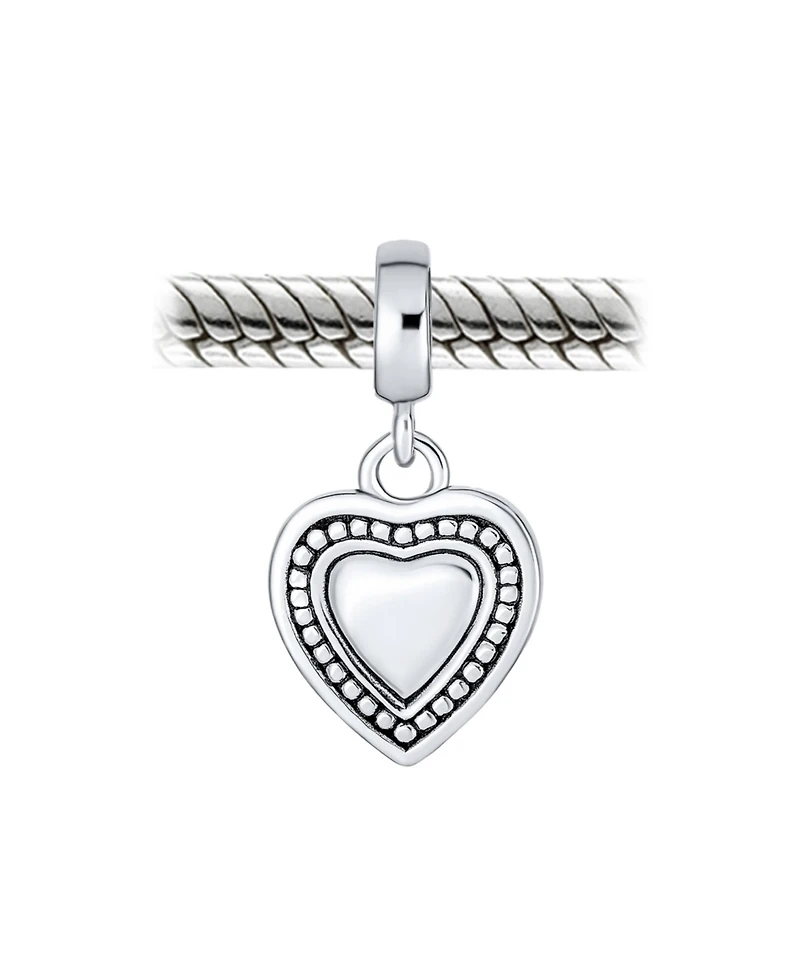 Bling Jewelry Initial Alphabet Bead Charm Heart Sterling Silver for European Bracelet