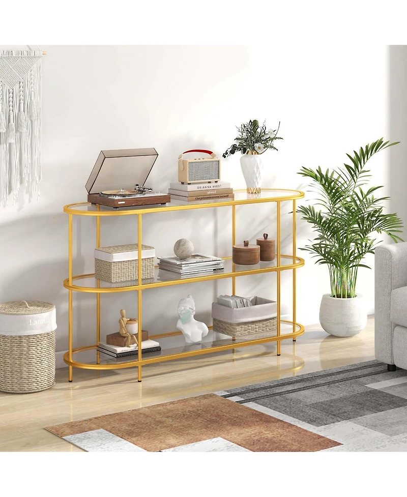 3-Tier Tv Stand for Tvs up to 65" with Tempered Glass Shelves TV Console Table