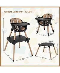 Slickblue Kids 4-in-1 Convertible Table Chair Set with Pu Cushion