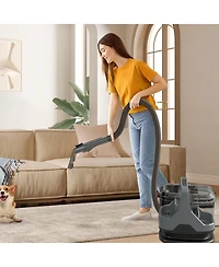 600W Upholstery Cleaner Machine with 15Kpa Powerful Suction and Versatile Attachments-Gray