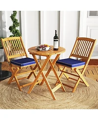 3-Piece Patio Folding Bistro Set with Soft Cushions Compact and Stylish Outdoor Furniture