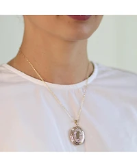 Bling Jewelry Antique Style Oval Locket Necklace Etched Leaf Scroll Gold Plated