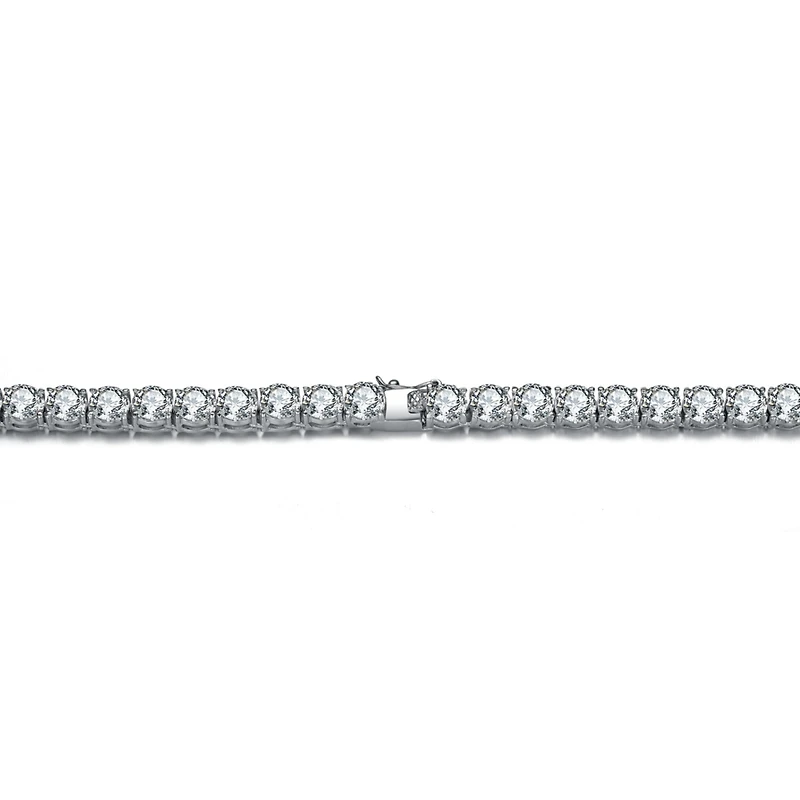 Sterling Silver with 6mm Clear Cubic Zirconia Tennis Necklace