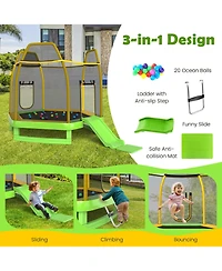 Trampoline with Ladder and Slide for Indoor and Outdoor