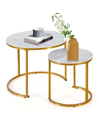 Modern Round Stacking Nesting Coffee Tables for Living Room (Set of 2)