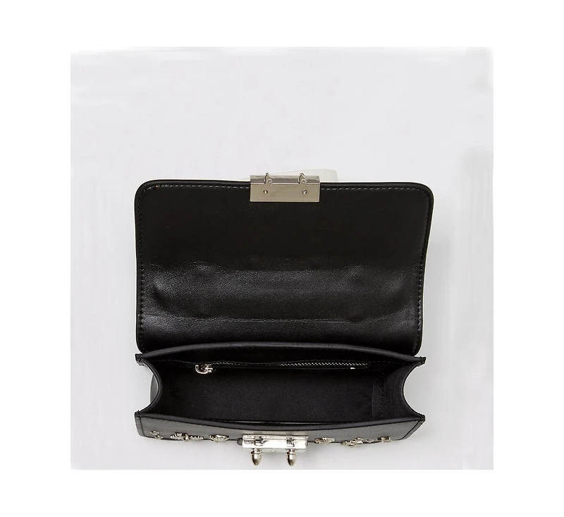 Susu Studded Small Leather Crossbody Bag Black Purse Women's Handbag with Top Handle
