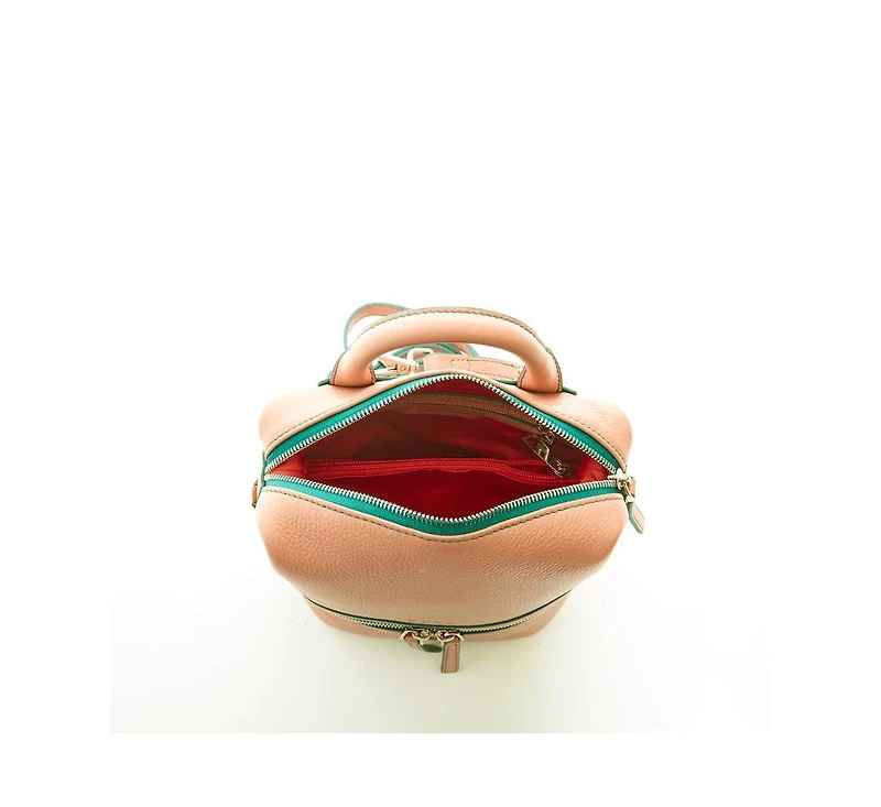 Susu Pink Leather Backpack Purse for Women Convertible Crossbody Bag Medium Size with Front and Back Pockets