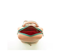 Susu Pink Leather Backpack Purse for Women Convertible Crossbody Bag Medium Size with Front and Back Pockets