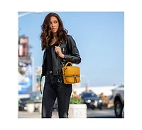 Susu Yellow Leather Backpack Purse Convertible Medium Crossbody Bag for Women with Front and Back Pockets