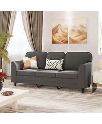 Upholstered Teddy 3-Seat Sofa with Comfy Back Pillows Cozy and Stylish for Living Room