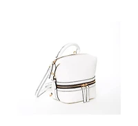 Susu White Leather Backpack Purse Convertible Medium Crossbody Bag for Women with Front and Back Pockets