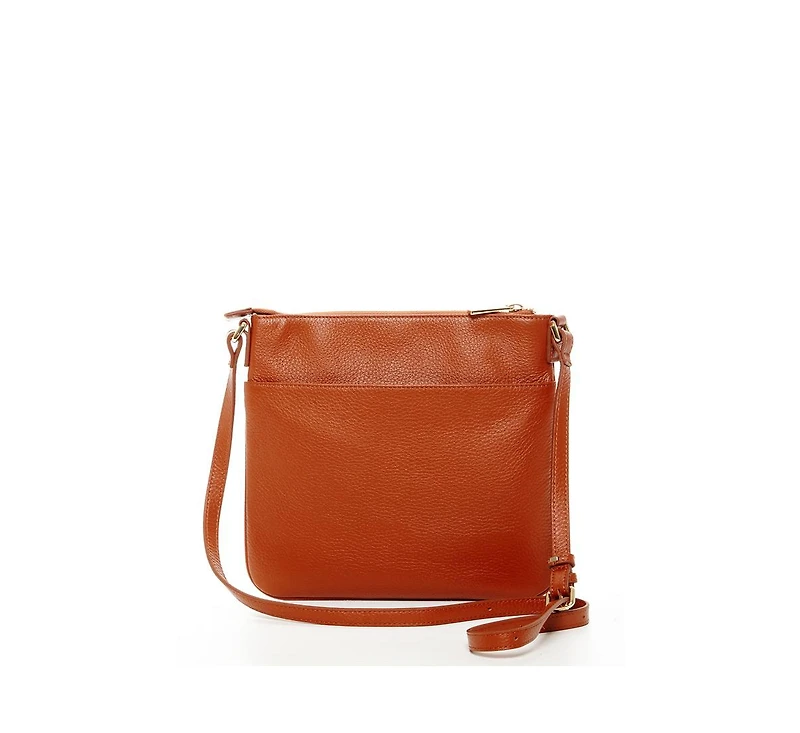 Susu Brown Leather Messenger Bag Women s Crossbody Purse with Zipper Closure and Adjustable Strap