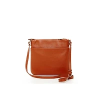 Susu Brown Leather Messenger Bag Women s Crossbody Purse with Zipper Closure and Adjustable Strap