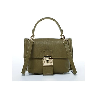 Susu Leather Backpack for Women Convertible Crossbody Bag Olive Green Purse