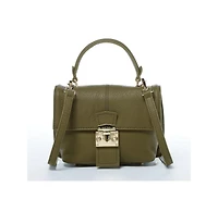 Susu Leather Backpack for Women Convertible Crossbody Bag Olive Green Purse