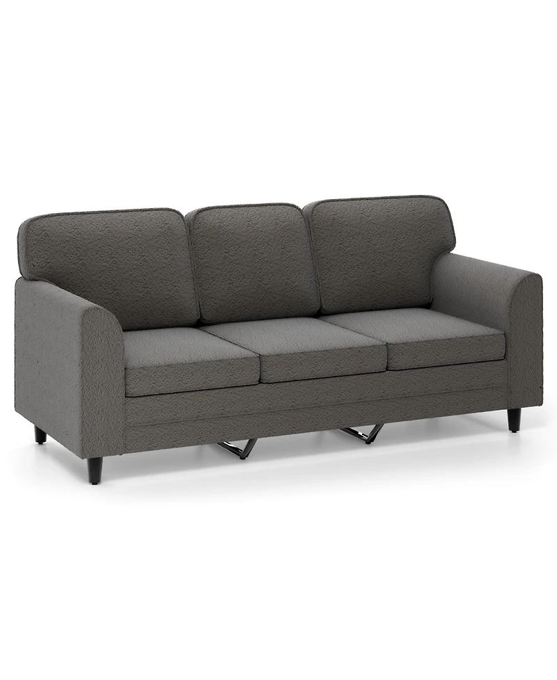 Upholstered Teddy 3-Seat Sofa with Comfy Back Pillows Cozy and Stylish for Living Room