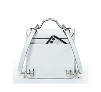 Susu Convertible Leather Backpack Purse White Crossbody Bag with Embellishments and Top Handble Women's Handbag