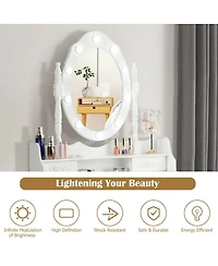 Makeup Vanity Dressing Table Set with Dimmable Bulbs Cushioned Stool