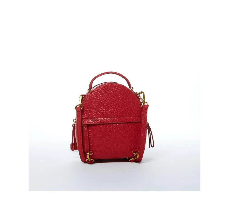 Susu Small Red Leather Backpack Purse for Women Convertible Crossbody Bag Women's Handbag
