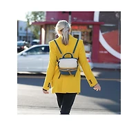 Susu Blue Leather Backpack Purse for Women Convertible Crossbody Bag Medium Size with Front and Back Pockets