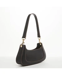 Susu Leather Baguette Bag Small 90s Shoulder Bag Black East West Handbag Y2K Underarm Minimalist Small Purse for Everyday & Evening