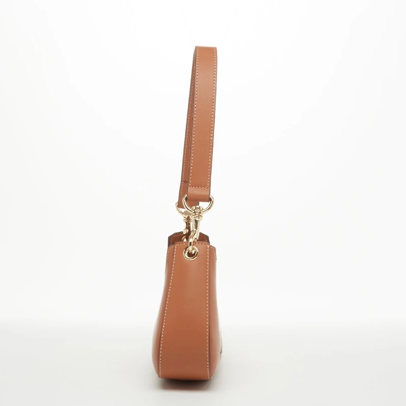Susu Leather Baguette Bag Brown Purse 90s Small Shoulder Bag East West Y2K Underarm Bag Trendy Handbag for Everyday & Evening